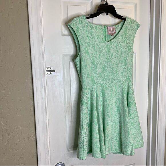 Anthropologie Romeo + Juliet Couture Mint Green Lace Skater Dress Size Medium - Picture 3 of 11